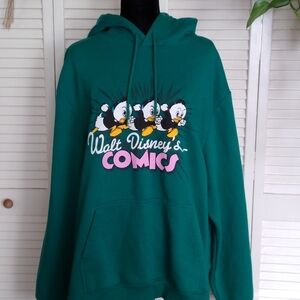 Disney H&M Huey Dewey Louie Graphic Hoodie NWOT Green